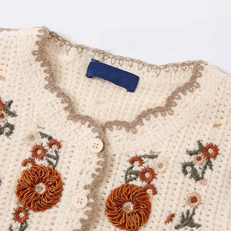Wholesale retro floral scallop crochet-look vest for OEM and private label production 5