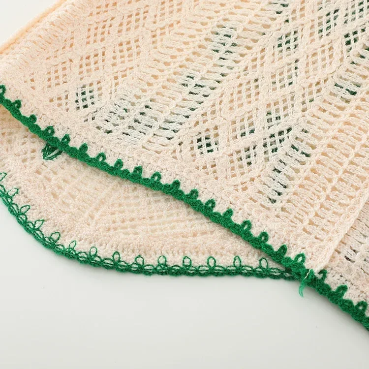 Wholesale ivory green botanical crochet-look vest for OEM and private label production 5