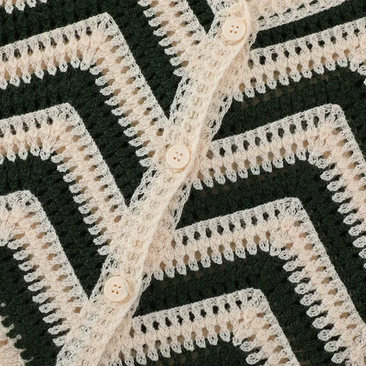 Wholesale black chevron crochet-look vest for OEM and private label production 6
