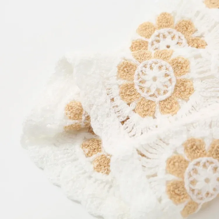 Wholesale ivory neutral floral crochet-look cardigan for OEM and private label production 7