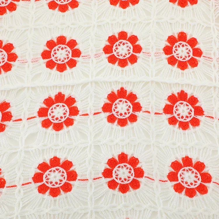 Wholesale red floral crochet-look cardigan for OEM and private label production 6