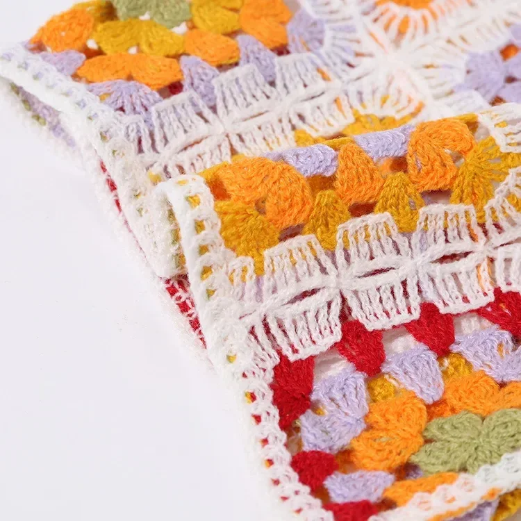 Wholesale rust multicolor patchwork crochet-look top for OEM and private label production 6