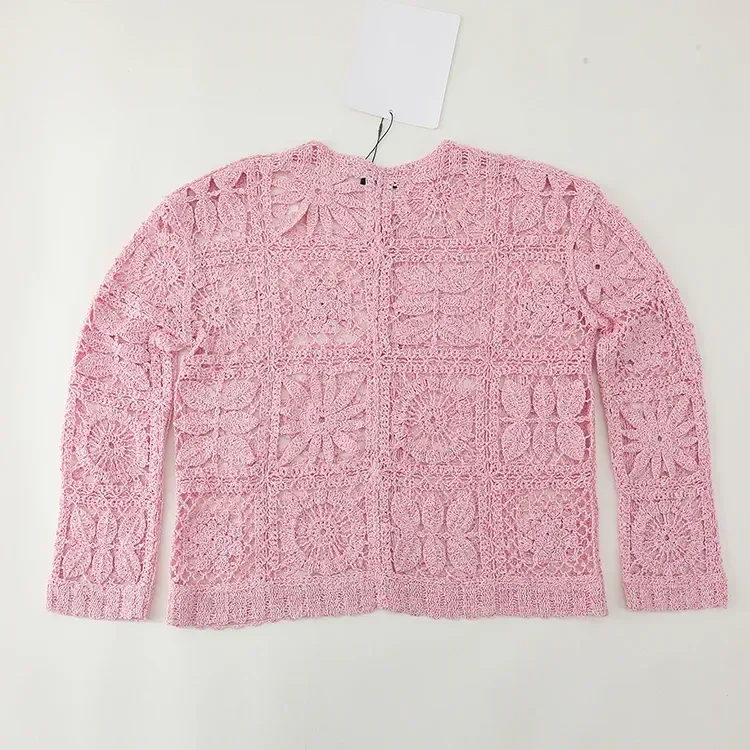 Wholesale Blush Lace Crochet-Look Open Cardigan alternate view