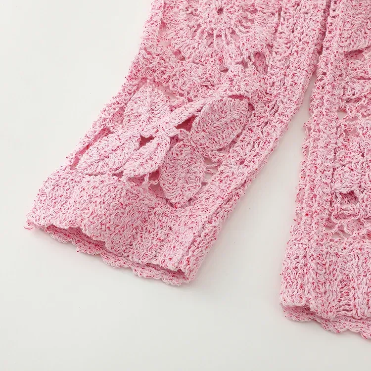 Wholesale blush lace crochet-look open cardigan for OEM and private label production 6