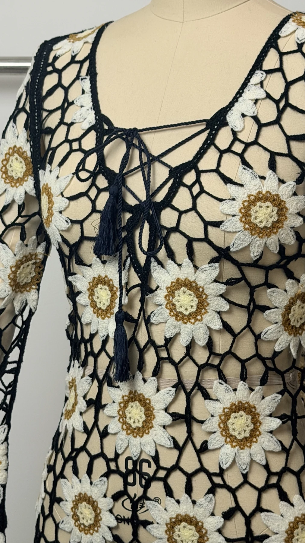 Wholesale Black Ivory Daisy Crochet-Look Tunic for OEM and private label production 4