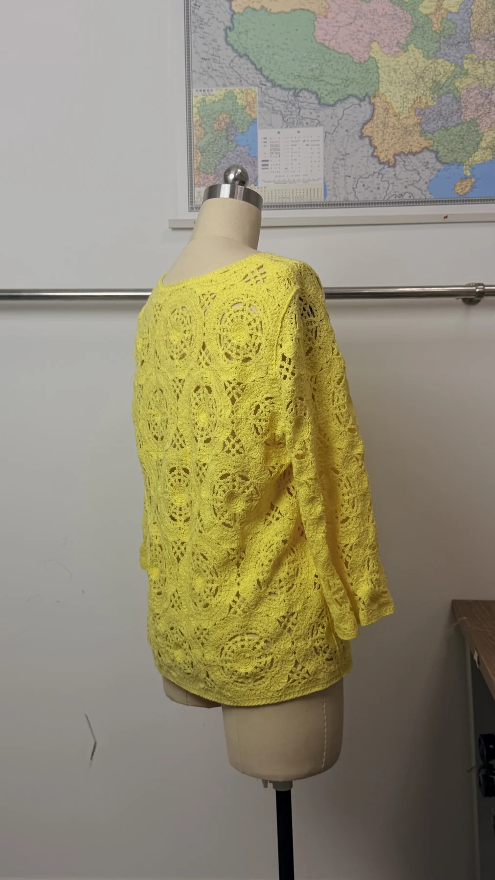 Wholesale Yellow Openwork Crochet-Look Tunic for OEM and private label production 4