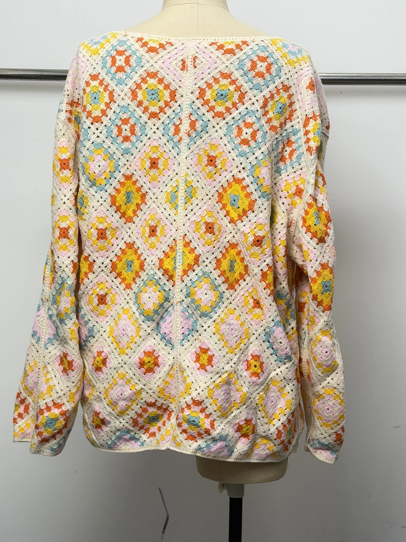 Wholesale Orange Yellow Floral Crochet-Look Cardigan for OEM and private label production 4