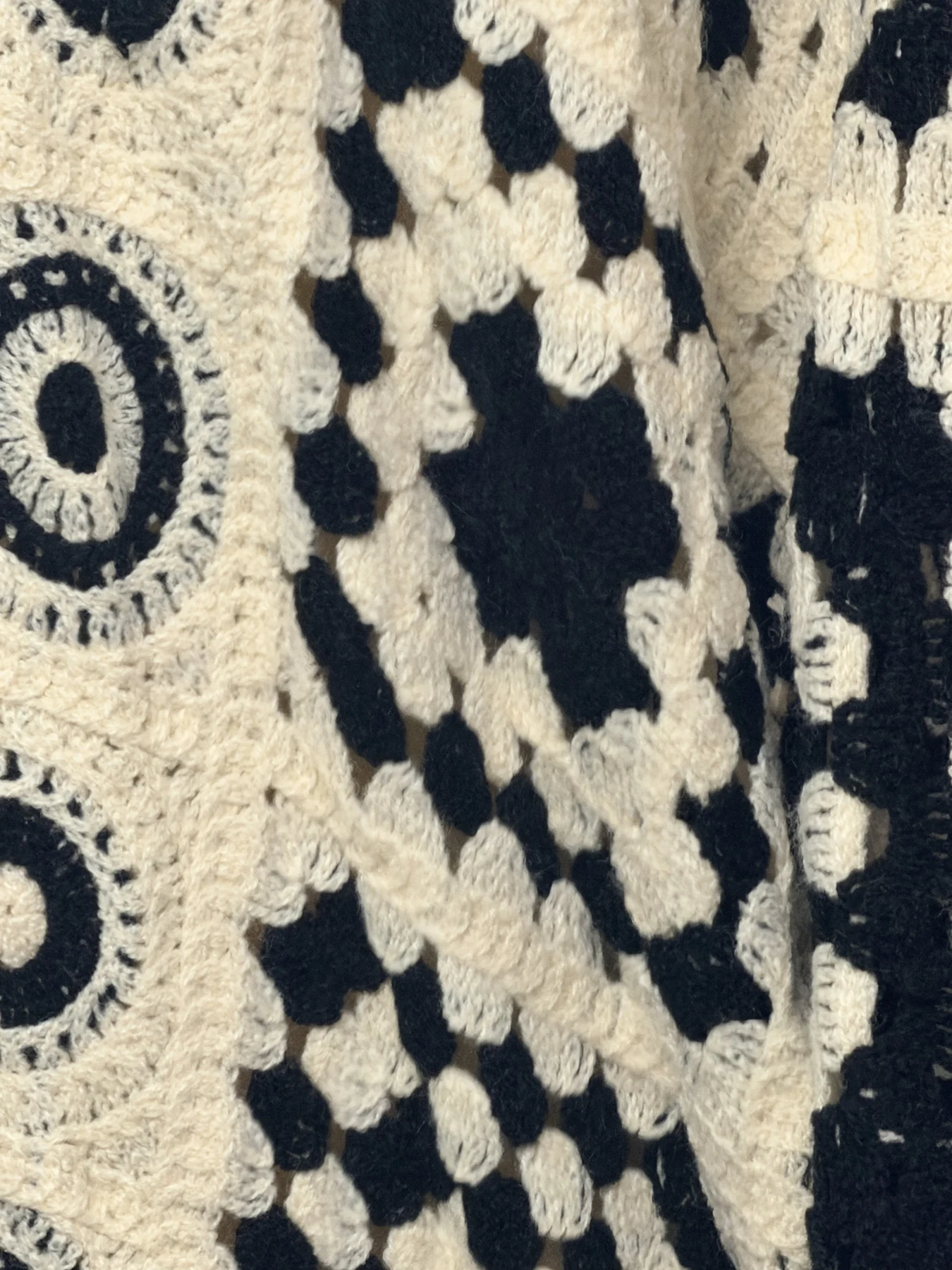 Wholesale Black Ivory Abstract Crochet-Look Cardigan for OEM and private label production 3
